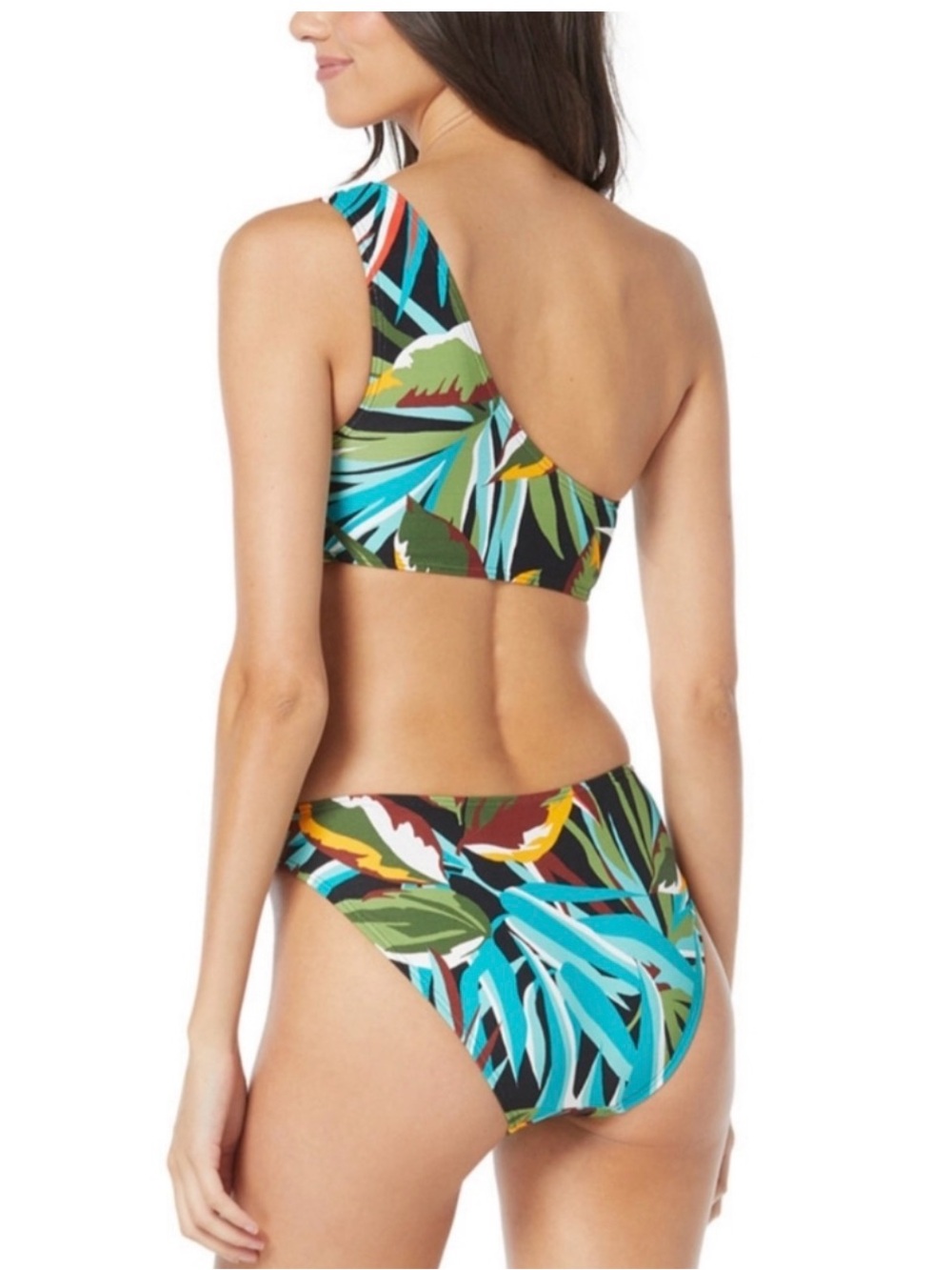 Vince Camuto Tropical One-Shoulder Cutout Swimsuit - Green Multi size 6 - Picture 2 of 6
